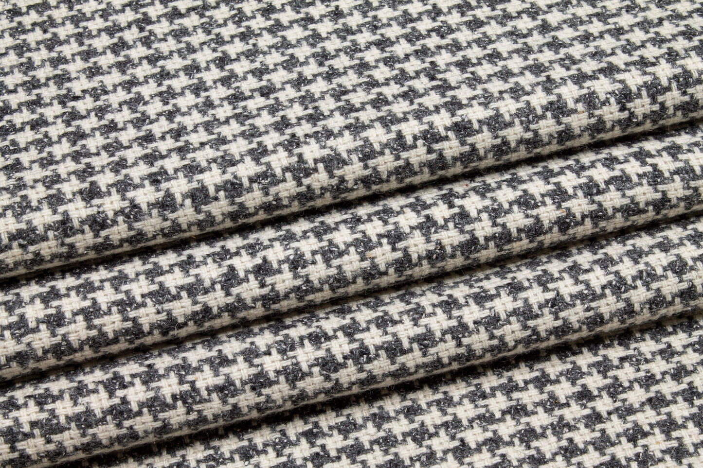 Gray and Off White Houndstooth Wool Tweed - Prime Fabrics