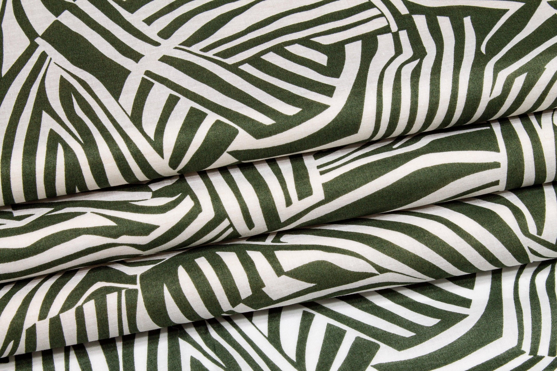 Abstract Zebra Print Cotton Voile - Green and White - Prime Fabrics