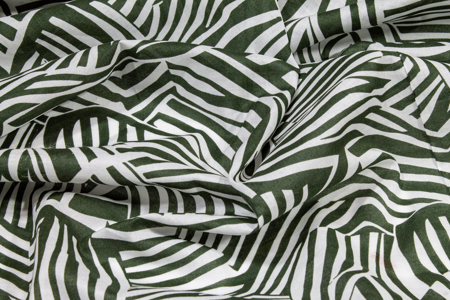 Abstract Zebra Print Cotton Voile - Green and White - Prime Fabrics