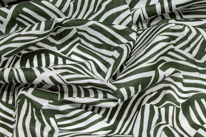 Abstract Zebra Print Cotton Voile - Green and White - Prime Fabrics