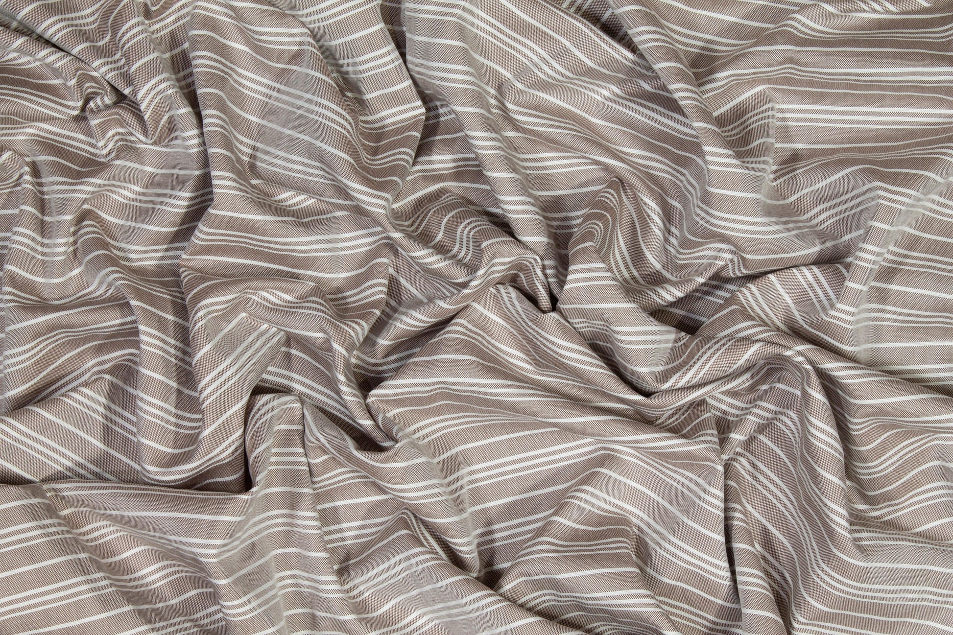 Striped Cotton Shirting - Brown and White - Prime Fabrics