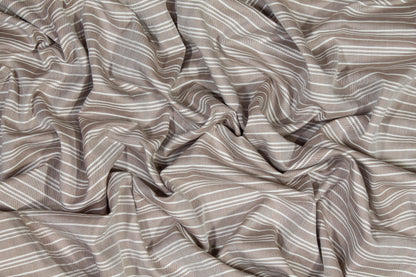 Striped Cotton Shirting - Brown and White - Prime Fabrics