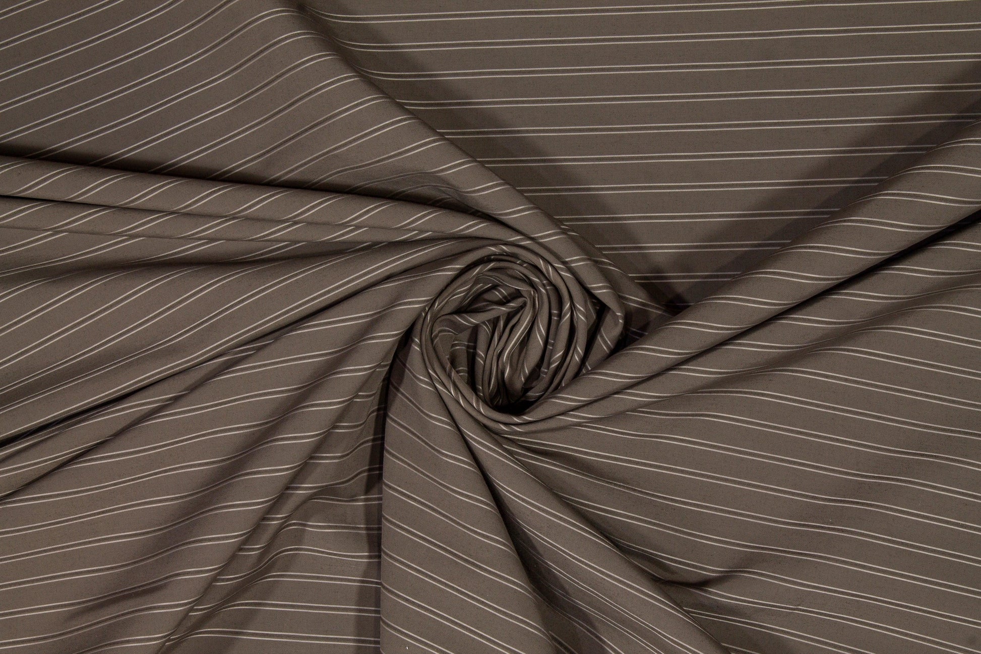 Striped Poly Cotton Shirting - Gray-Brown - Prime Fabrics