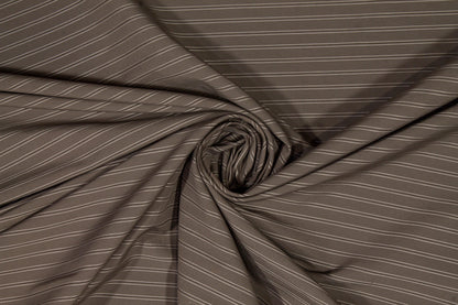 Striped Poly Cotton Shirting - Gray-Brown - Prime Fabrics