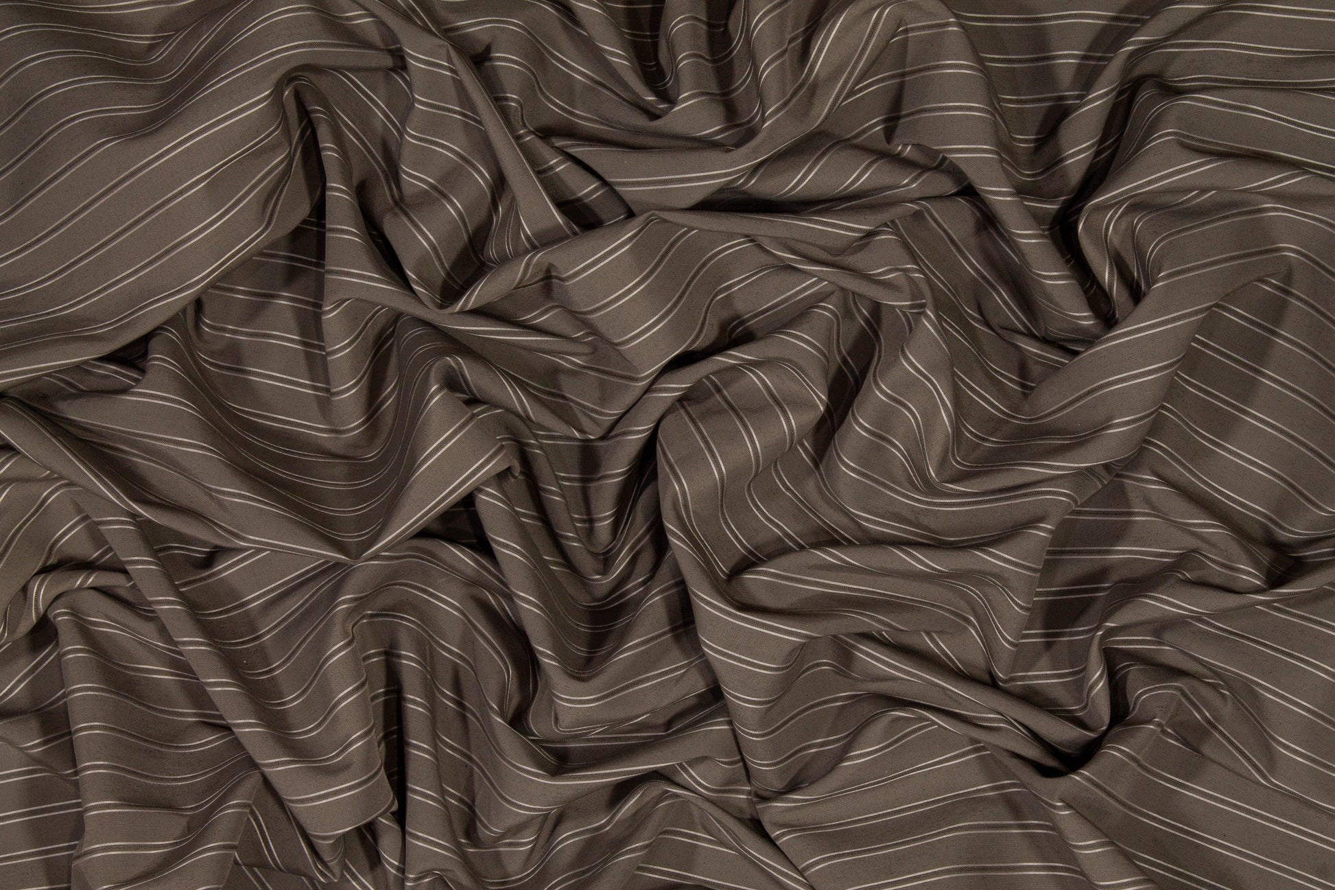 Striped Poly Cotton Shirting - Gray-Brown - Prime Fabrics