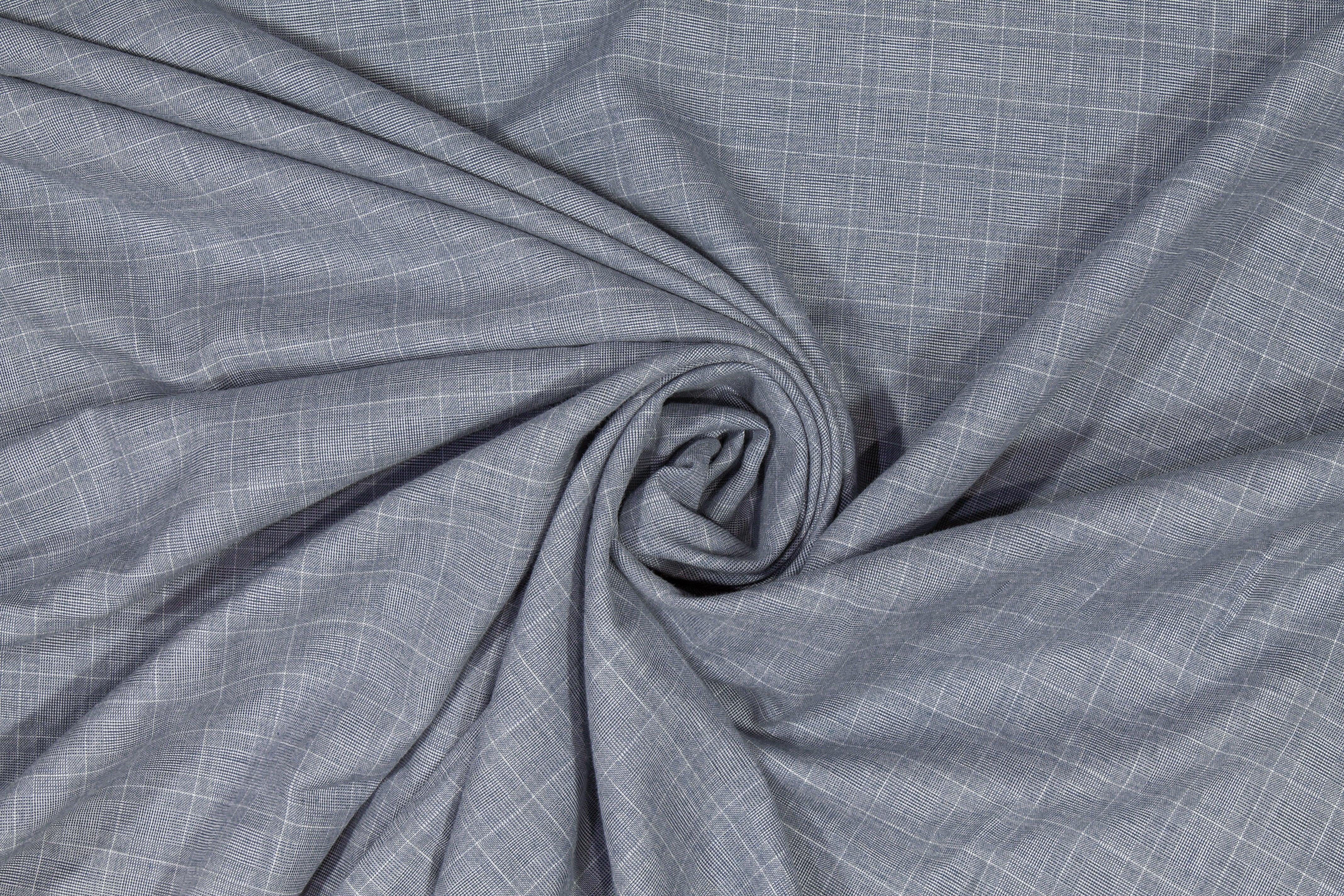 Glen Check Cotton Shirting - Gray - Prime Fabrics