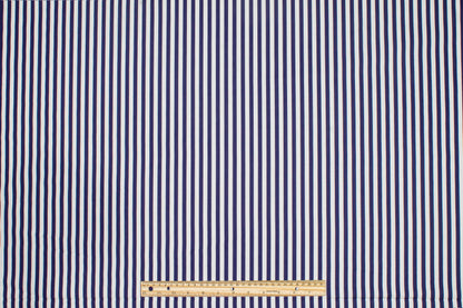 Striped Cotton Shirting - Navy and White - Prime Fabrics