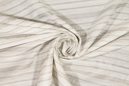 Metallic Striped Cotton Voile - Silver Off White - Prime Fabrics