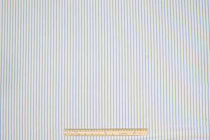 Striped Cotton Shirting - Blue, Yellow, White - Prime Fabrics