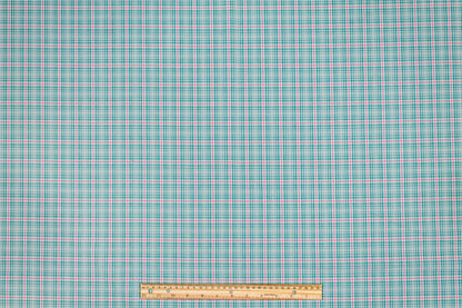 Plaid Cotton Shirting - Green, Pink, White - Prime Fabrics