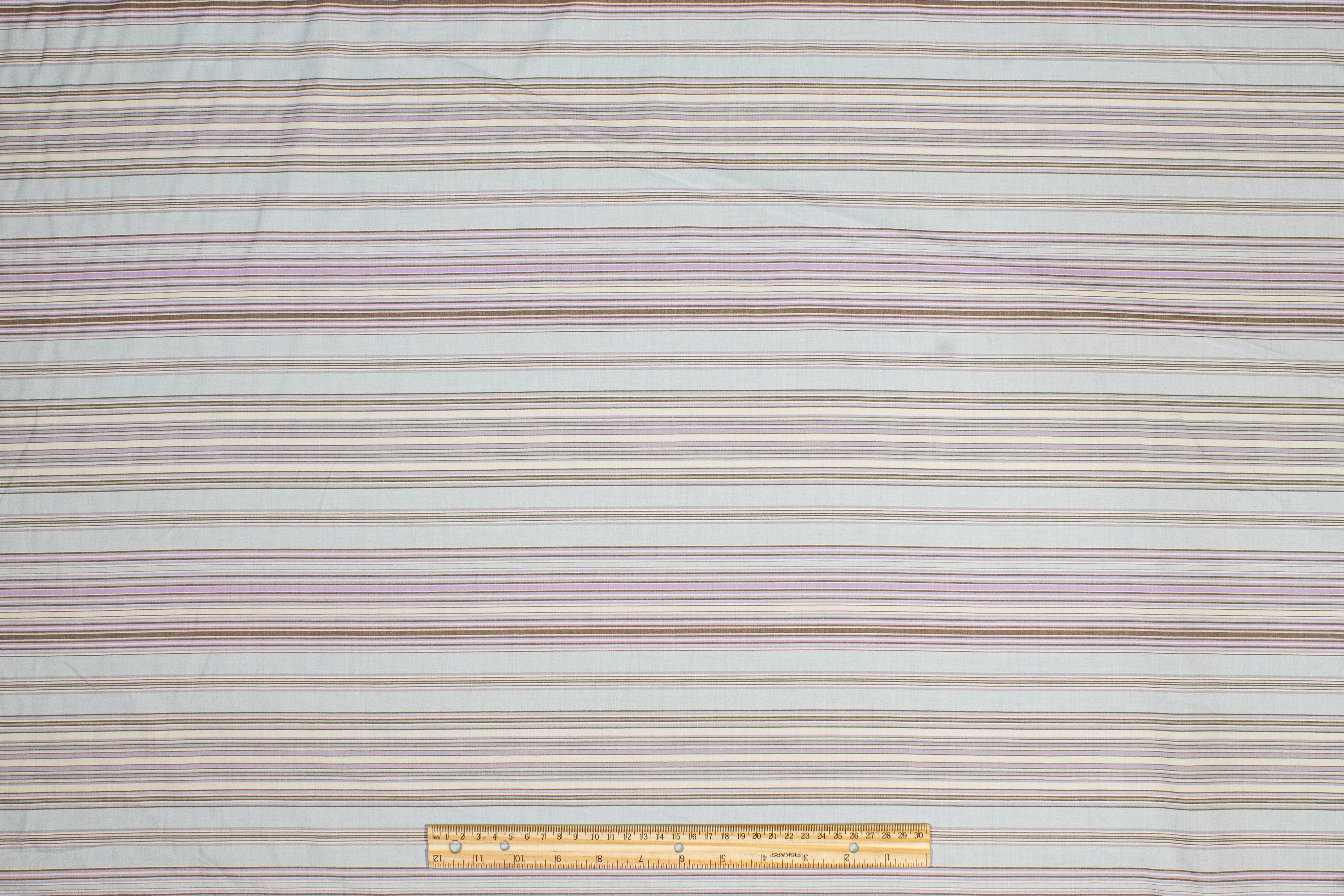 Striped Cotton Shirting - Blue, Purple, White - Prime Fabrics