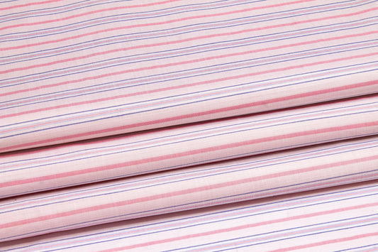 Striped Cotton Voile - Pink and Blue - Prime Fabrics