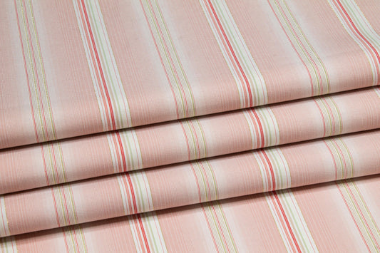 Metallic Striped Cotton - Pink, Gold, Green, White - Prime Fabrics