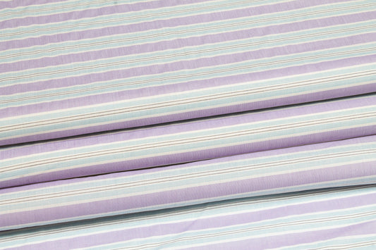 Striped Cotton Voile - Blue, Purple, White - Prime Fabrics