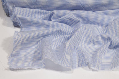 Pin Striped Cotton Voile - Blue and White - Prime Fabrics