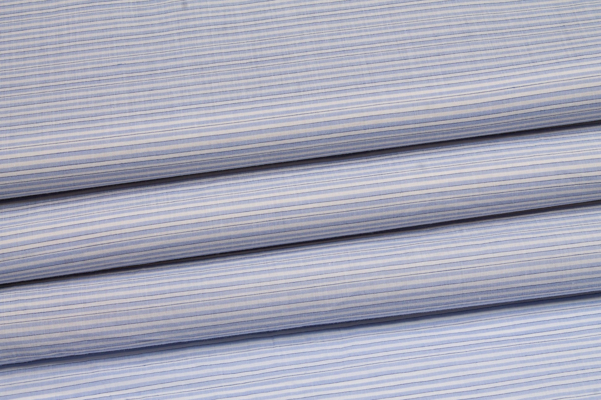 Pin Striped Cotton Voile - Blue and White - Prime Fabrics
