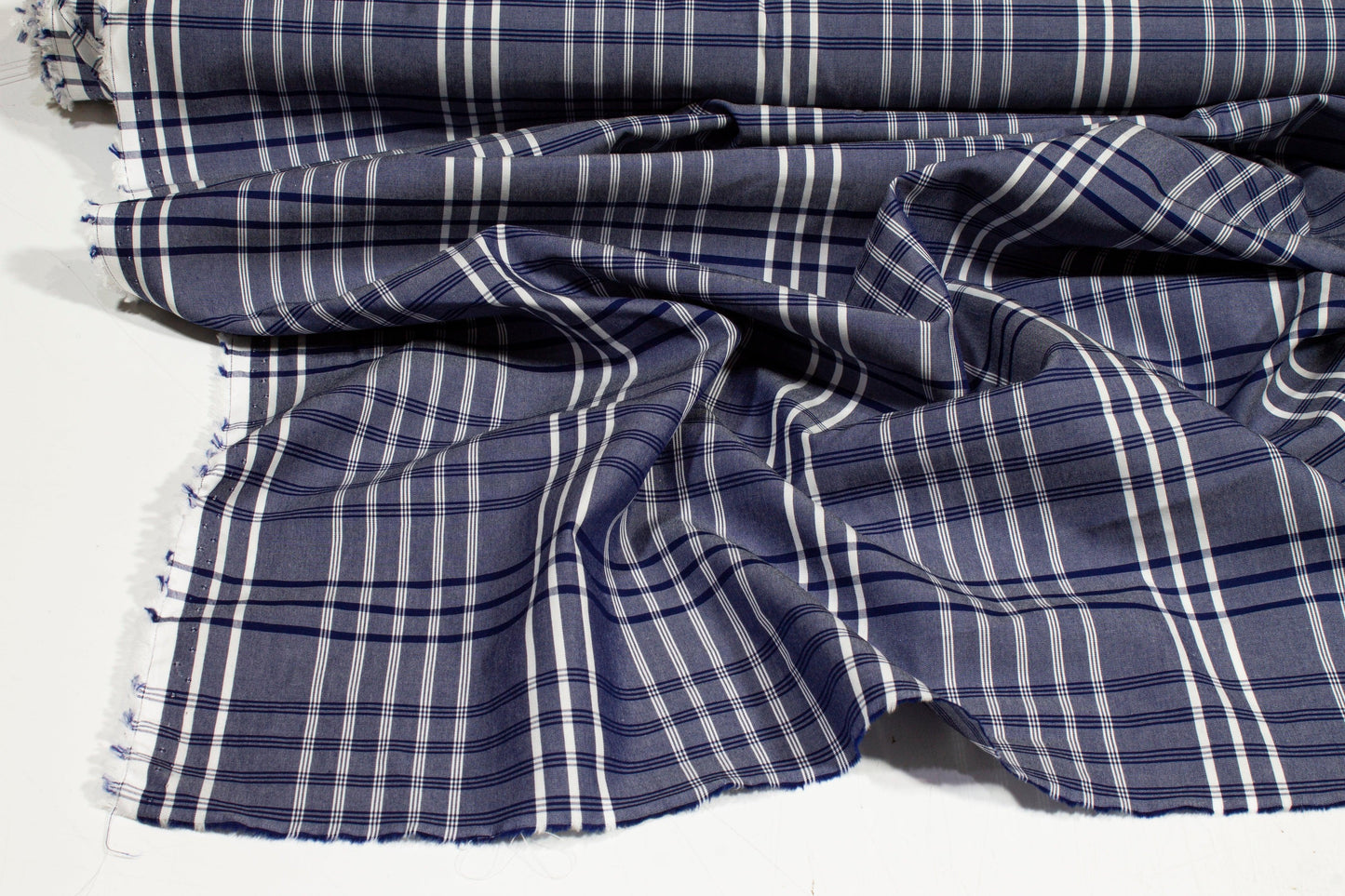Plaid Cotton Shirting - Blue Gray - Prime Fabrics