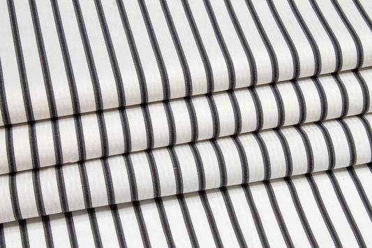 Striped Cotton Shirting - Black and White - Prime Fabrics