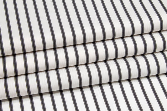 Striped Cotton Shirting - Black and White - Prime Fabrics