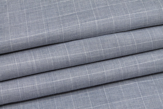 Glen Check Cotton Shirting - Gray - Prime Fabrics