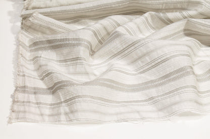 Metallic Striped Cotton Voile - Silver Off White - Prime Fabrics