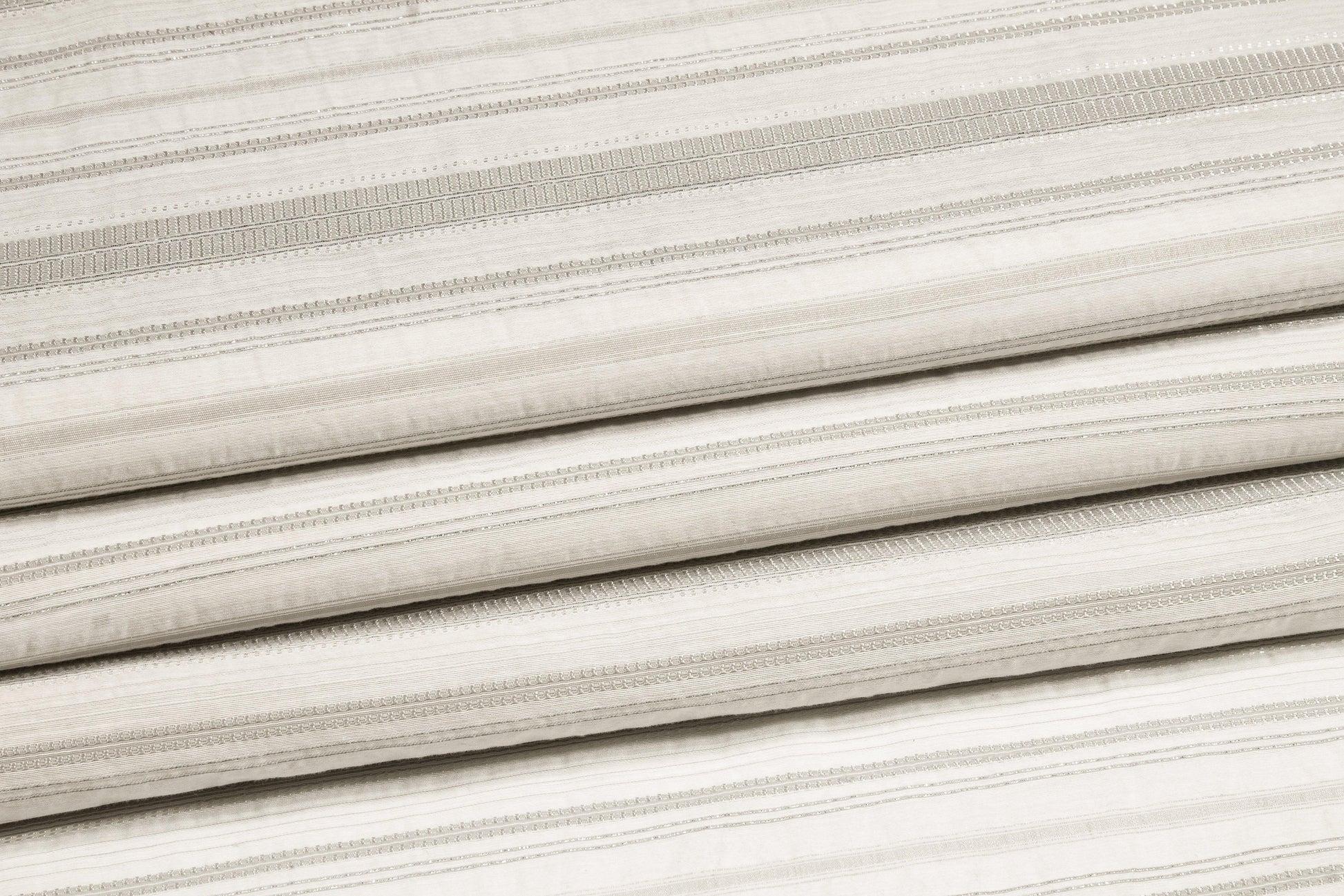 Metallic Striped Cotton Voile - Silver Off White - Prime Fabrics