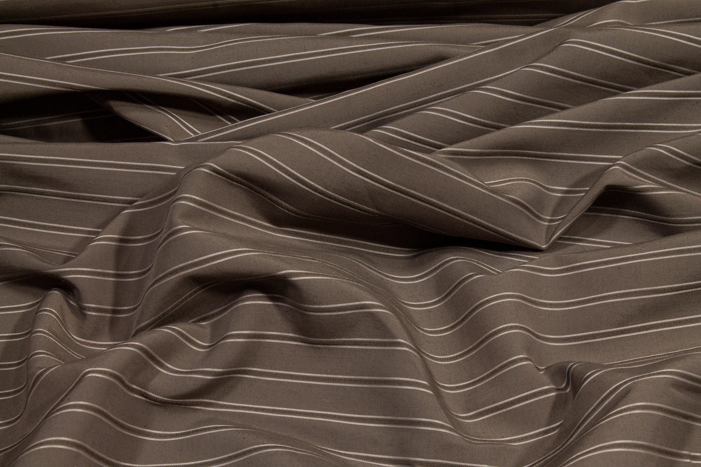 Striped Poly Cotton Shirting - Gray-Brown - Prime Fabrics