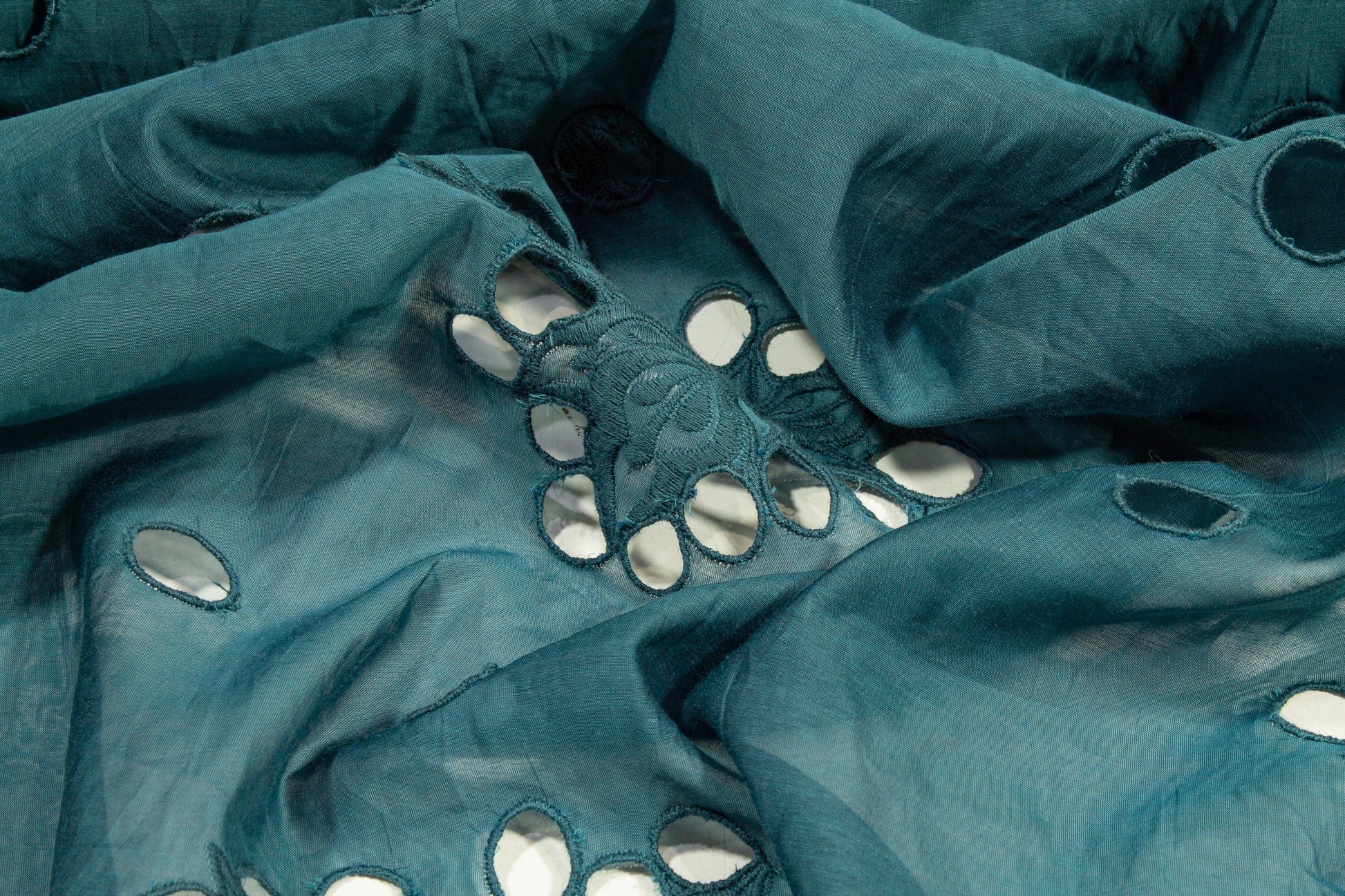 Cotton Voile Eyelet - Teal - Prime Fabrics