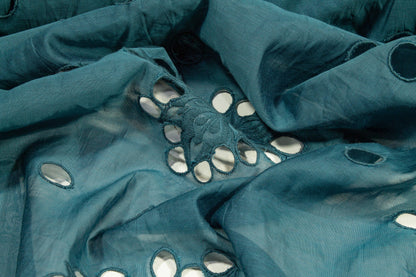 Cotton Voile Eyelet - Teal - Prime Fabrics