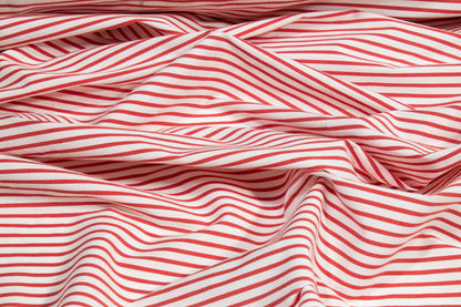 Striped Cotton Shirting - Red and White - Prime Fabrics