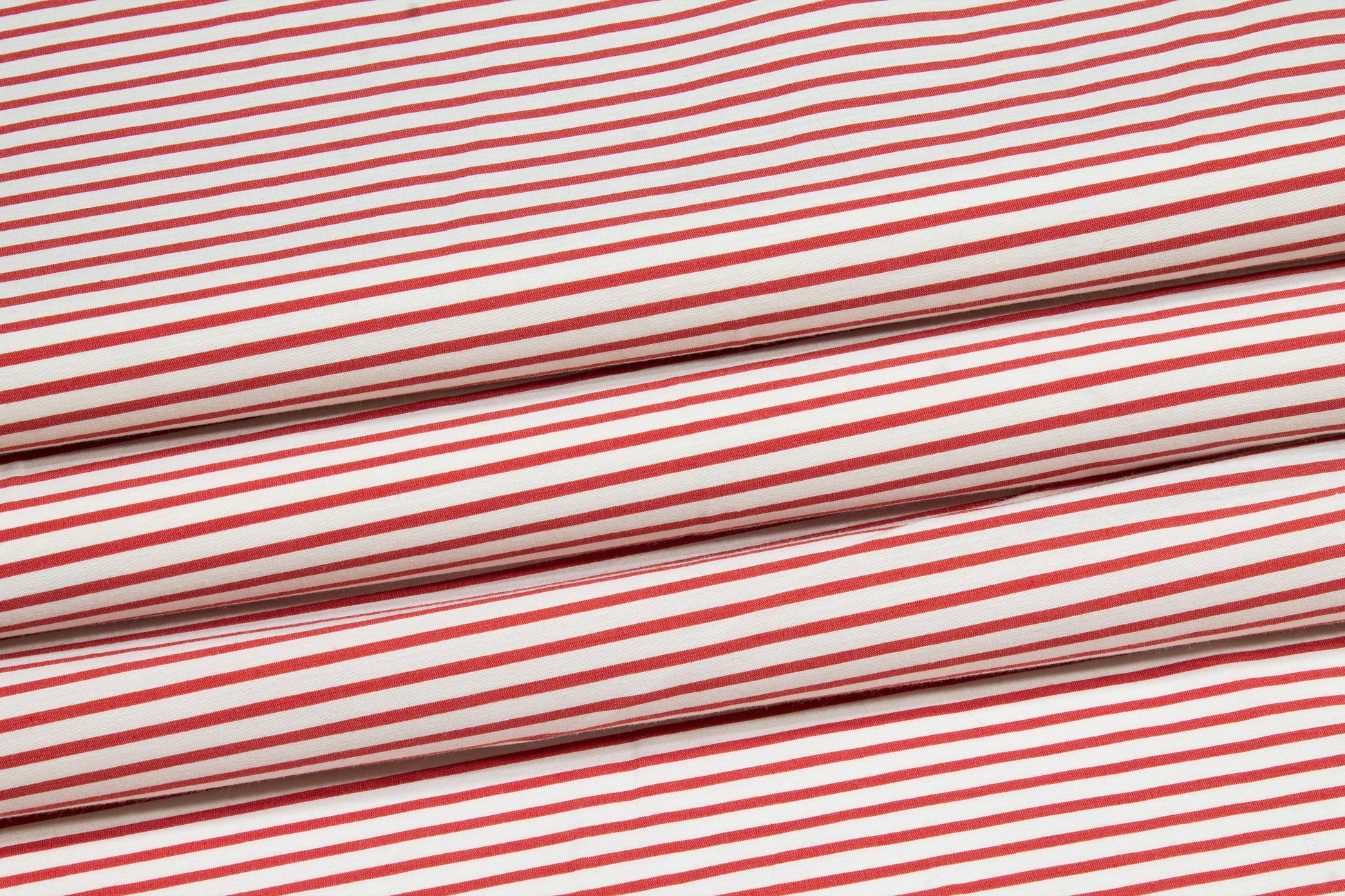 Striped Cotton Shirting - Red and White - Prime Fabrics