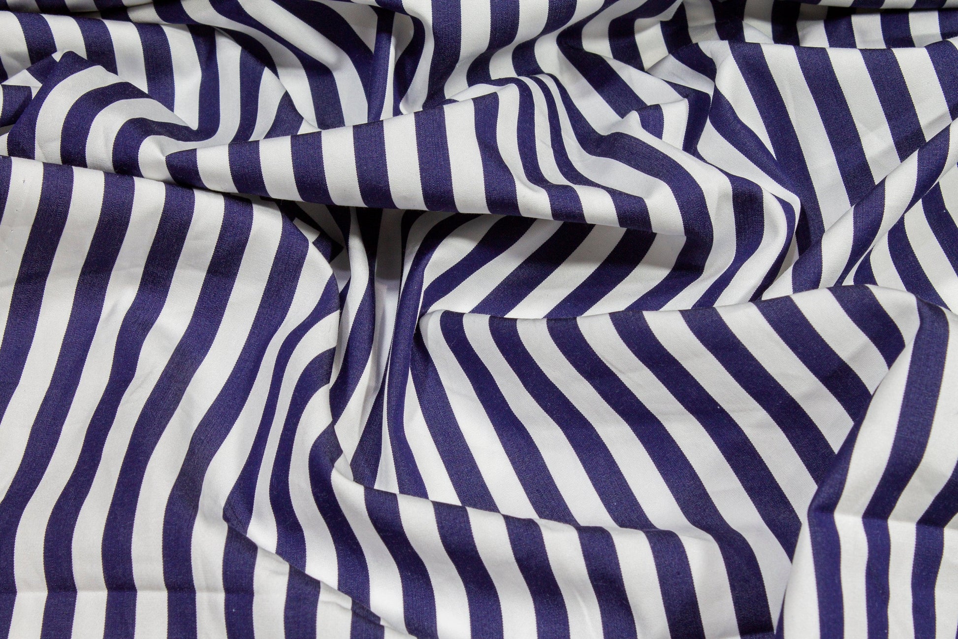 Striped Cotton Shirting - Navy and White - Prime Fabrics