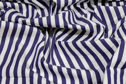 Striped Cotton Shirting - Navy and White - Prime Fabrics