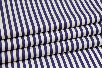 Striped Cotton Shirting - Navy and White - Prime Fabrics