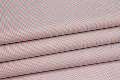Pin Striped Cotton Voile - Orange and Blue - Prime Fabrics