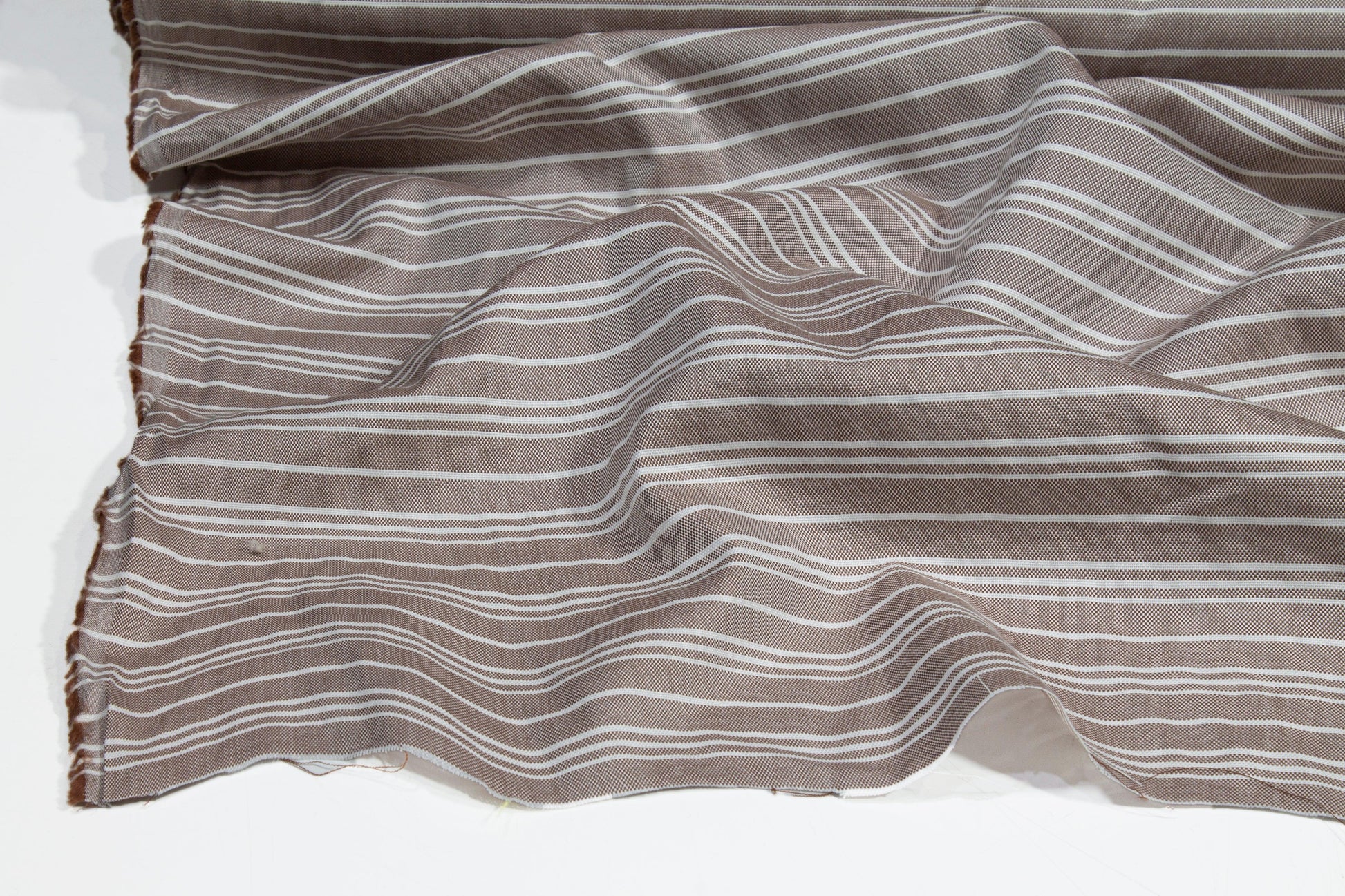 Striped Cotton Shirting - Brown and White - Prime Fabrics