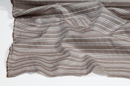 Striped Cotton Shirting - Brown and White - Prime Fabrics