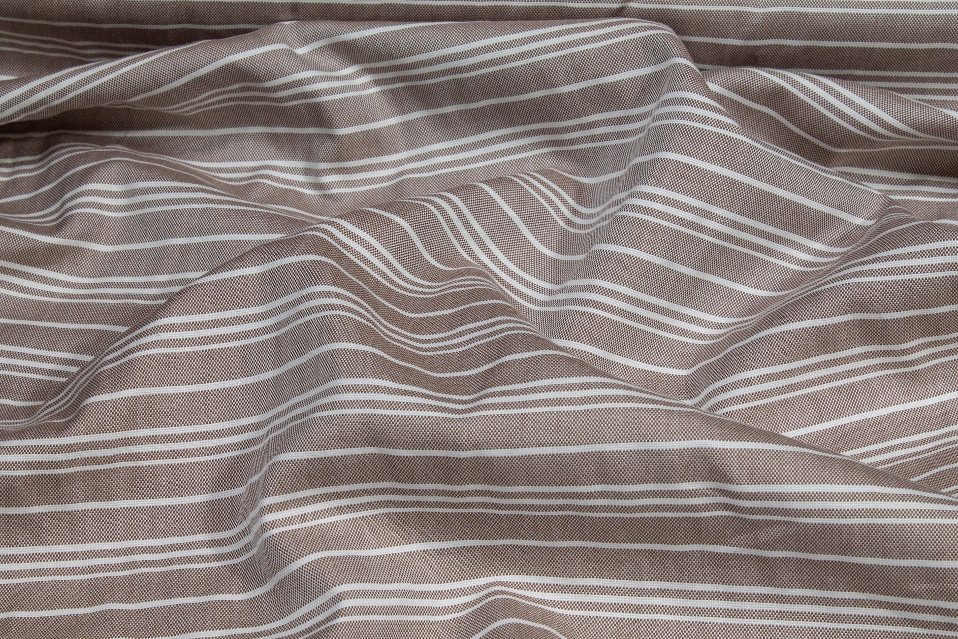 Striped Cotton Shirting - Brown and White - Prime Fabrics