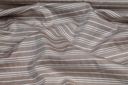 Striped Cotton Shirting - Brown and White - Prime Fabrics