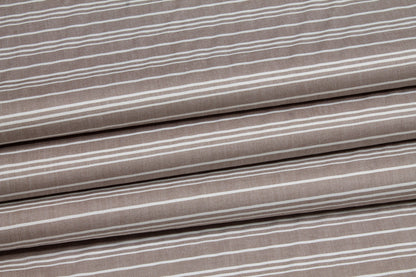 Striped Cotton Shirting - Brown and White - Prime Fabrics