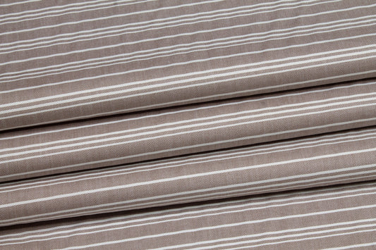 Striped Cotton Shirting - Brown and White - Prime Fabrics