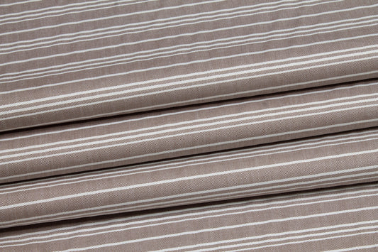 Striped Cotton Shirting - Brown and White - Prime Fabrics