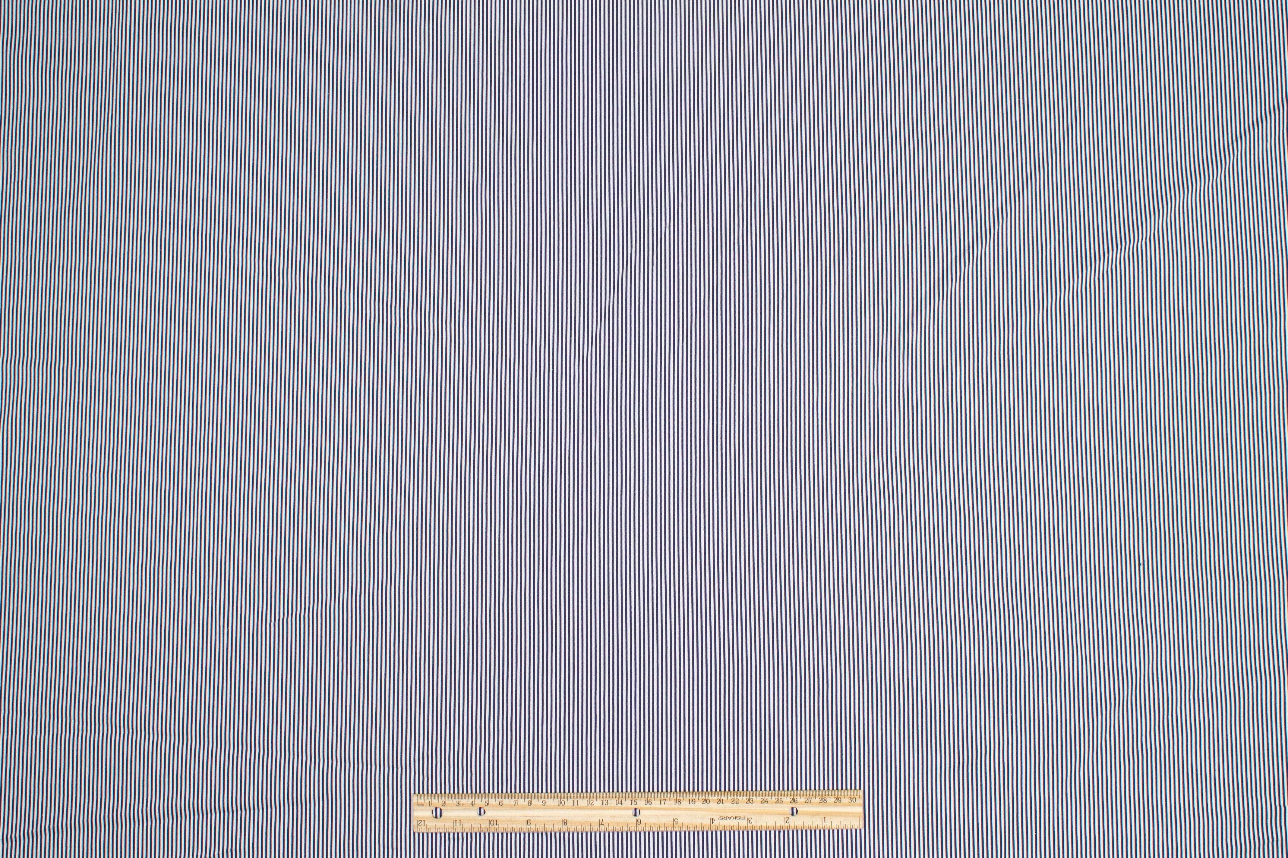 Striped Cotton Stretch Shirting - Navy and White - Prime Fabrics