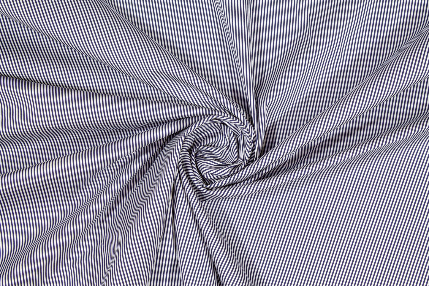 Striped Cotton Stretch Shirting - Navy and White - Prime Fabrics