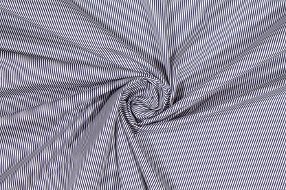 Striped Cotton Stretch Shirting - Navy and White - Prime Fabrics