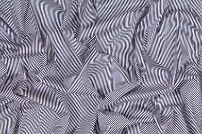 Striped Cotton Stretch Shirting - Navy and White - Prime Fabrics