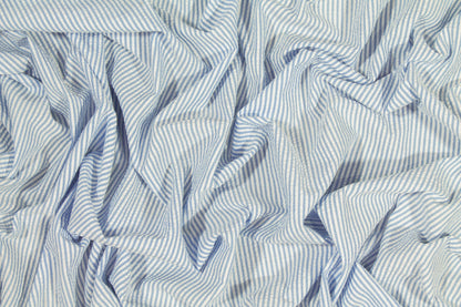 Striped Seersucker Cotton - Blue and White - Prime Fabrics