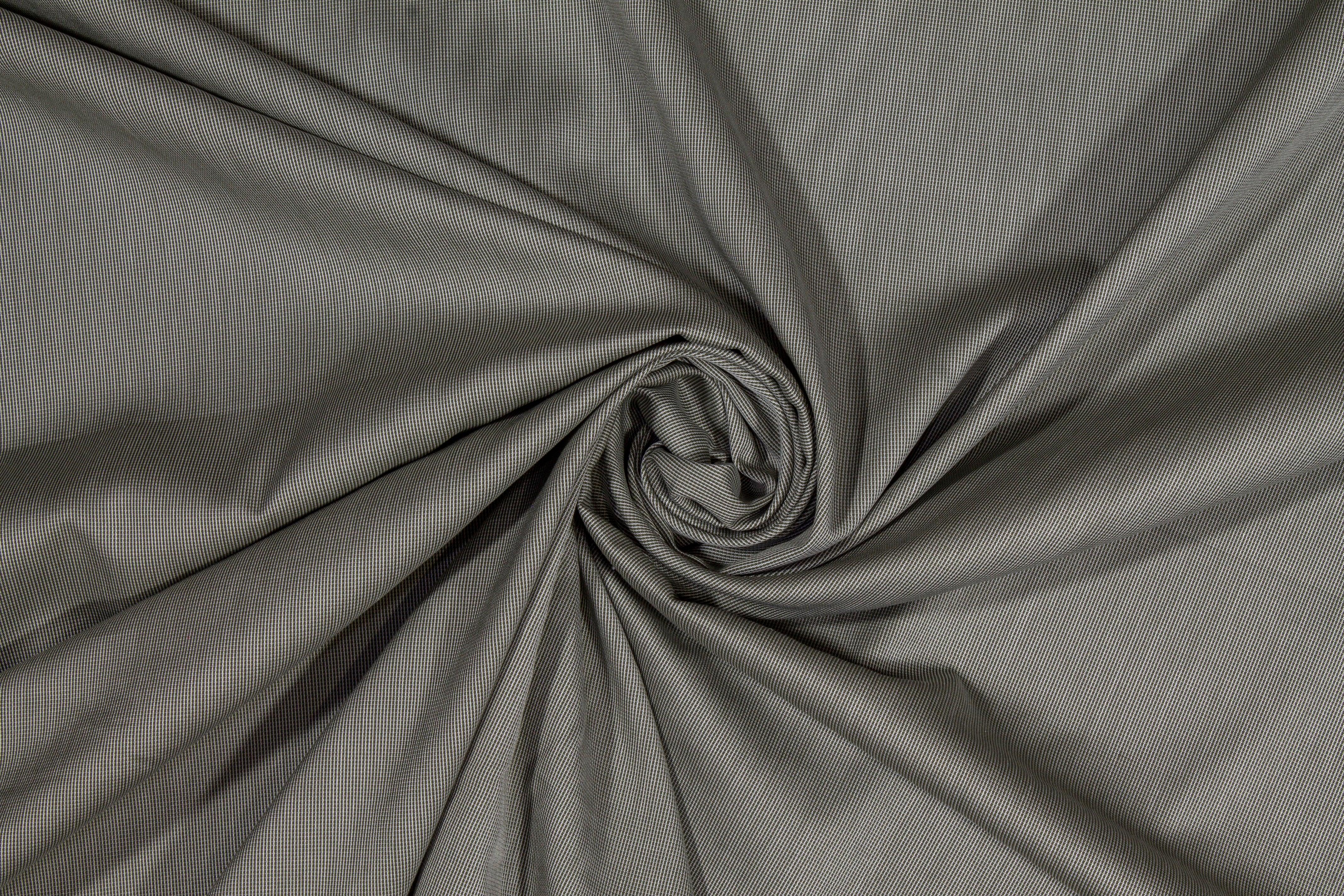 Pin Striped Cotton Shirting - Khaki Green - Prime Fabrics