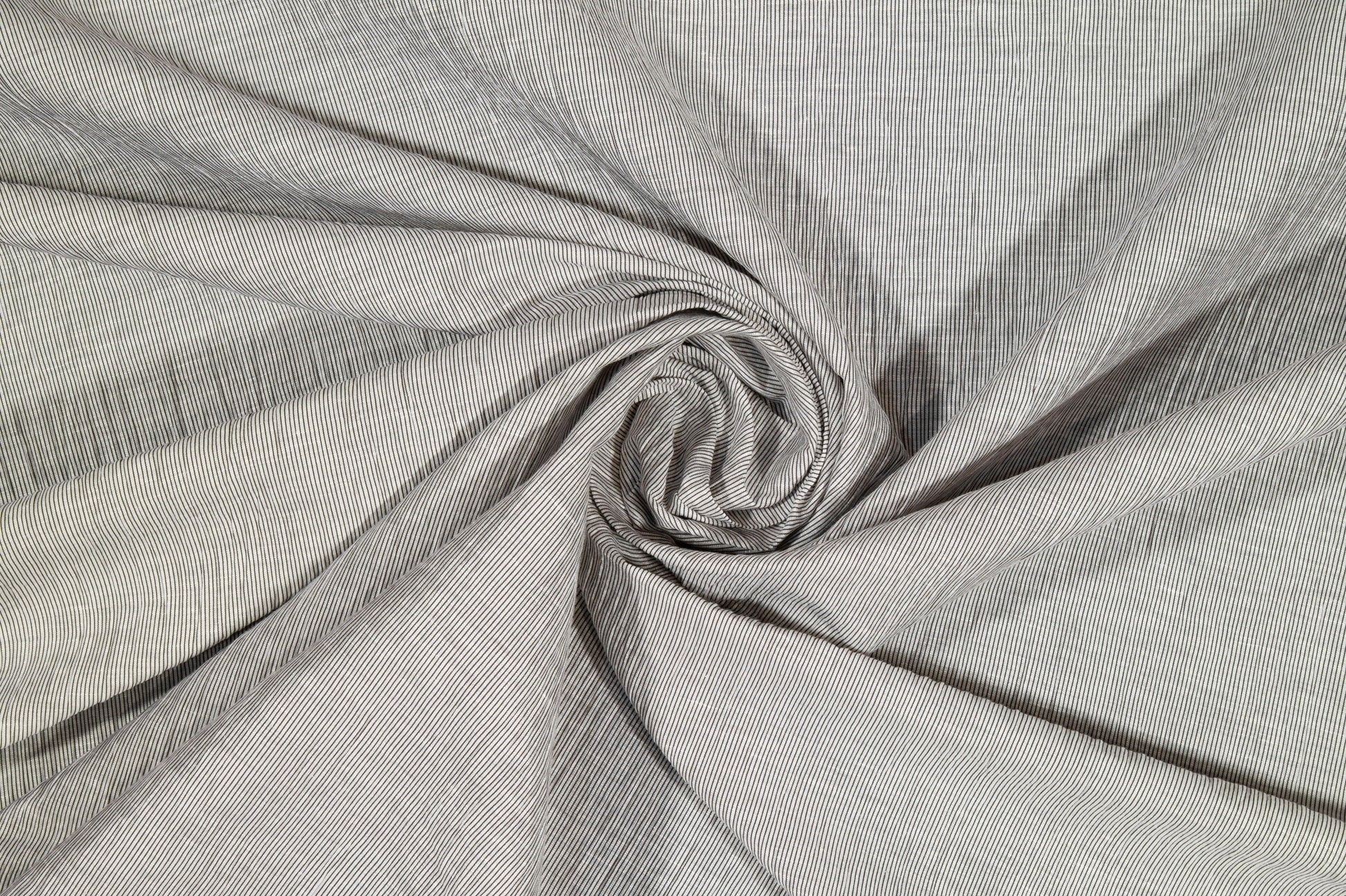 Pin Striped Poly Cotton Seersucker - Gray - Prime Fabrics