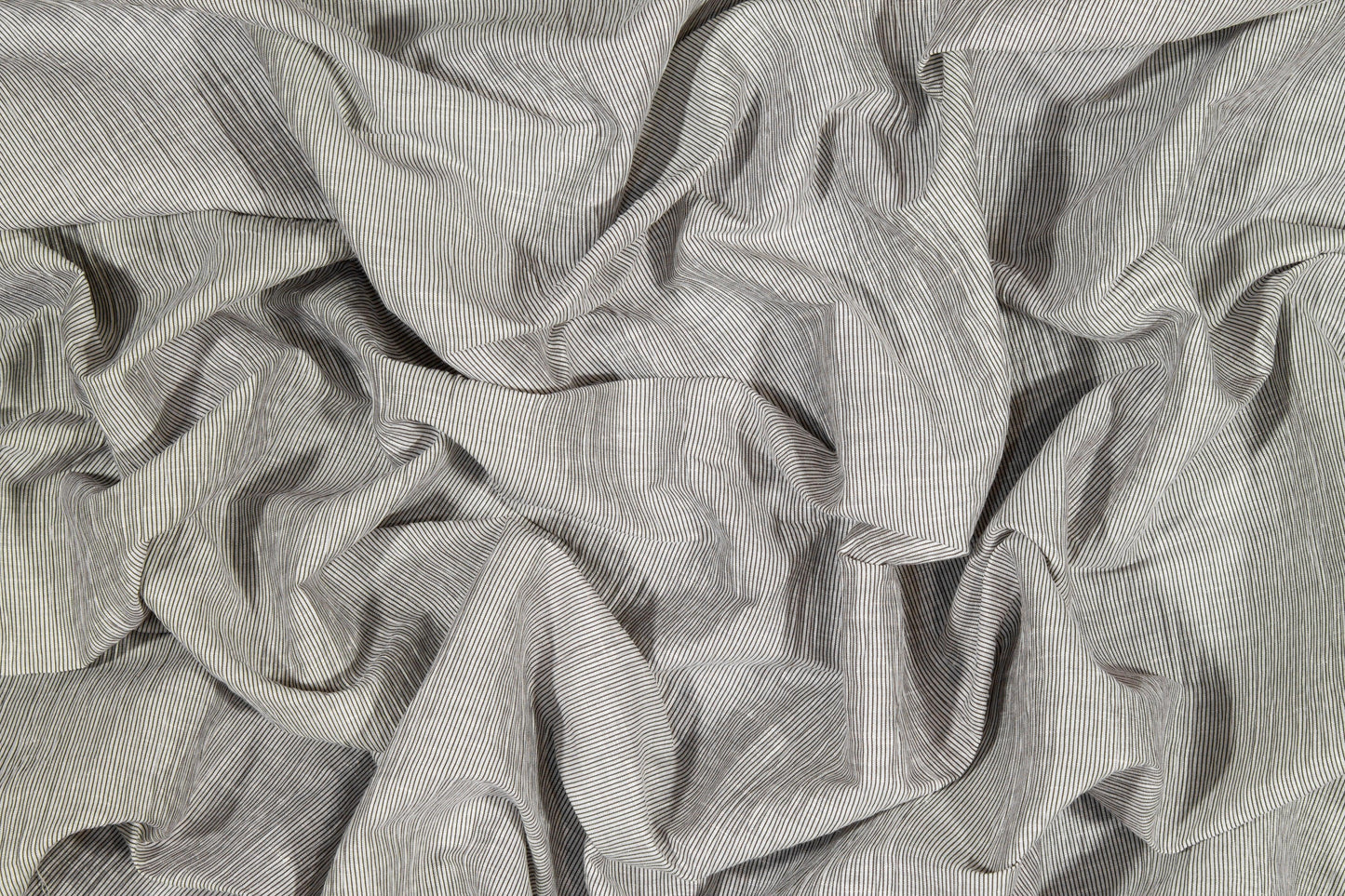Pin Striped Poly Cotton Seersucker - Gray - Prime Fabrics
